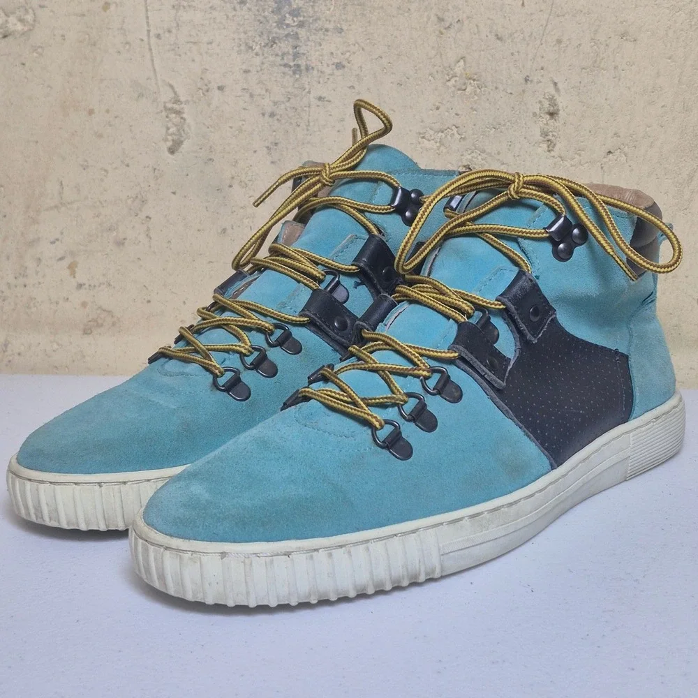 KG Kurt Geiger High Top Sneakers Mens 43 (US 10.5) Blue Suede Leather